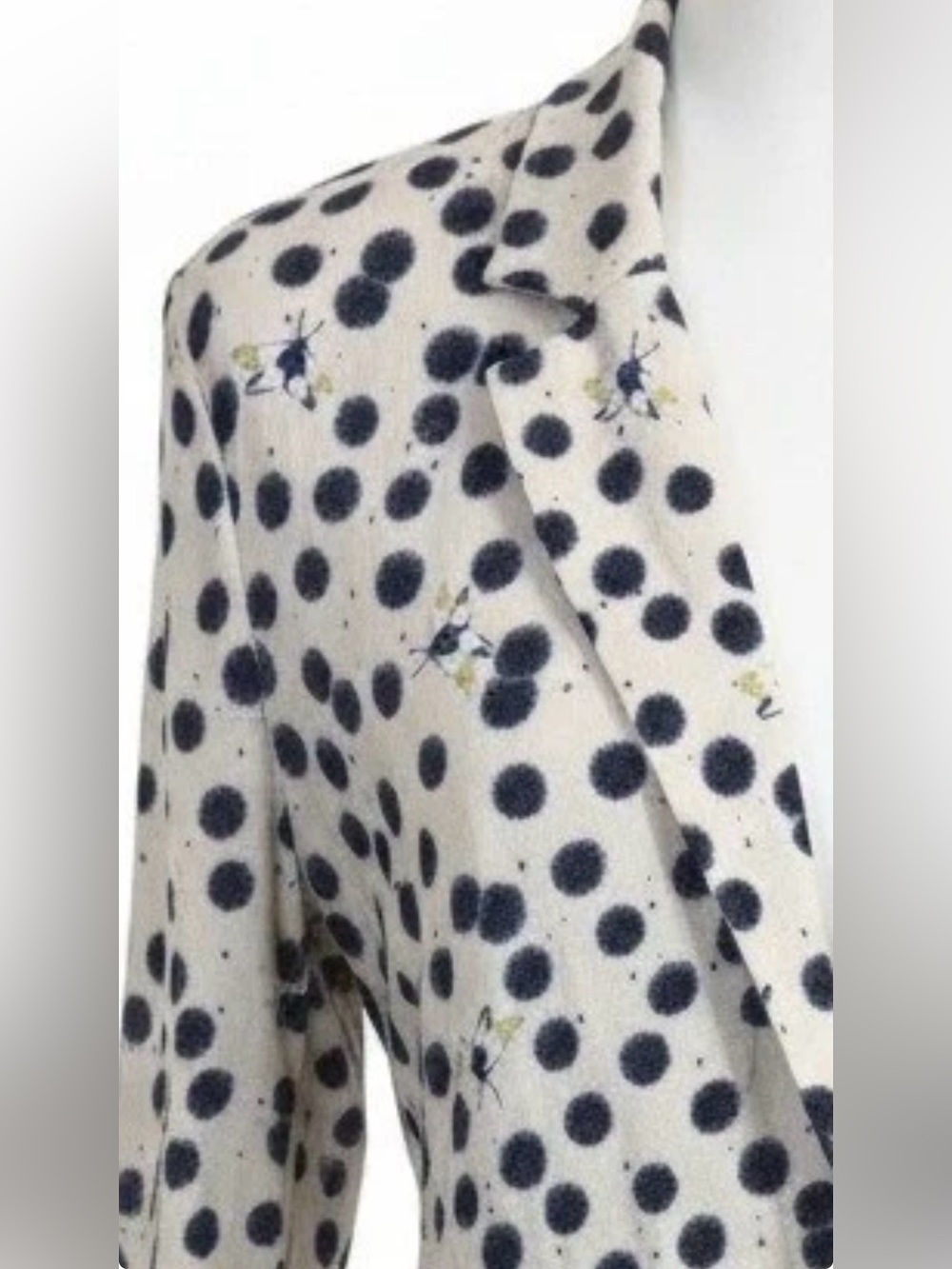 H&M Anna Glover White Blazer with Navy Blue Dot Print